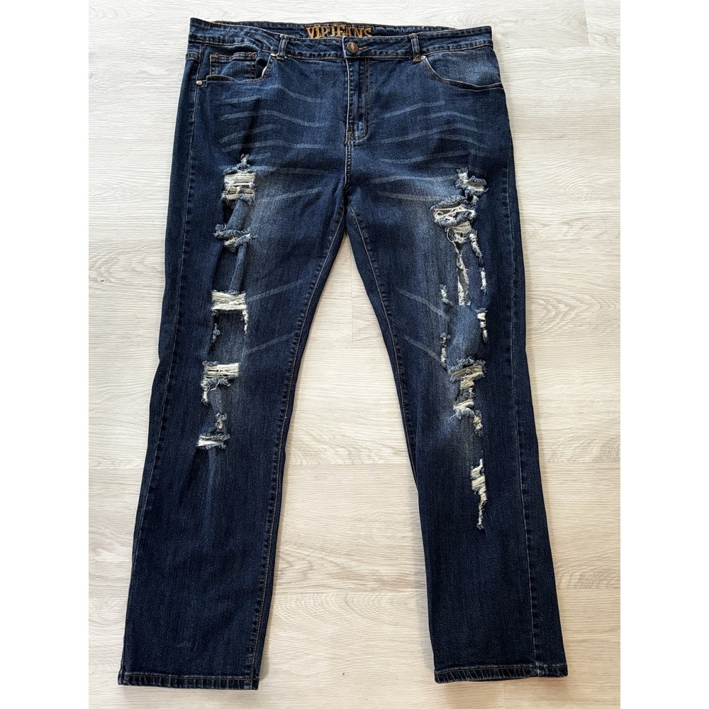VIP Jeans Women's Plus Size 21/22 Distressed Stretch Jeans Dark Wash 42x30.5